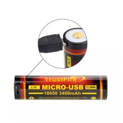 Trustfire 18650 USB 3400mAh - Genopladelig batteri